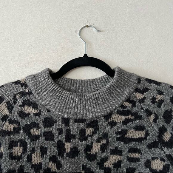 Rag & Bone Isadora Grey Leopard Intarsia Pullover Sweater - Picture 6 of 9